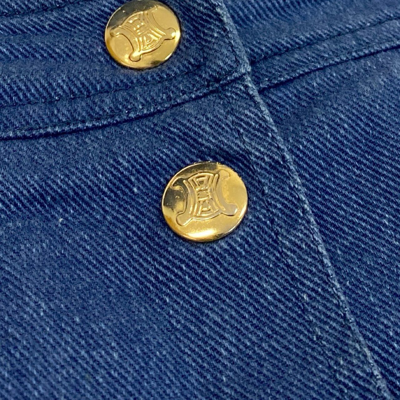 36a30 CELINE JEAN’S セリーヌジーンズ Vintage デニムスカート ロングスカート トリオンフボタン 42サイズ インディゴ コットン100％ レディースo07t