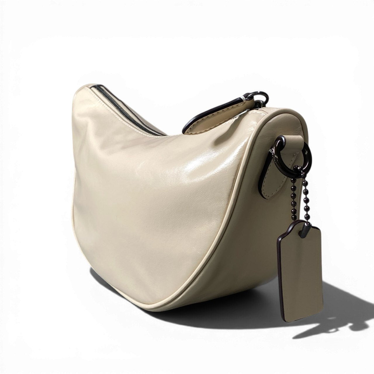 d13 《美品》 COACH コーチ ポーチ付 ホール ソフト スリングバッグ CY754 ベージュ レザー カバン Hole Sling Bagt18r