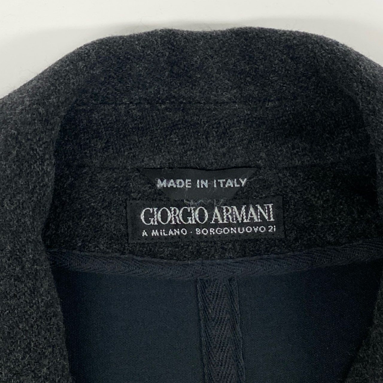32i9 GIORGIO ARMANI ジョルジオアルマーニ BORGONUOVO 21 90’s old ダブルフェイス セミロングコート イタリア製 メンズ 男性用 2501573 46 ダークグレーu02t
