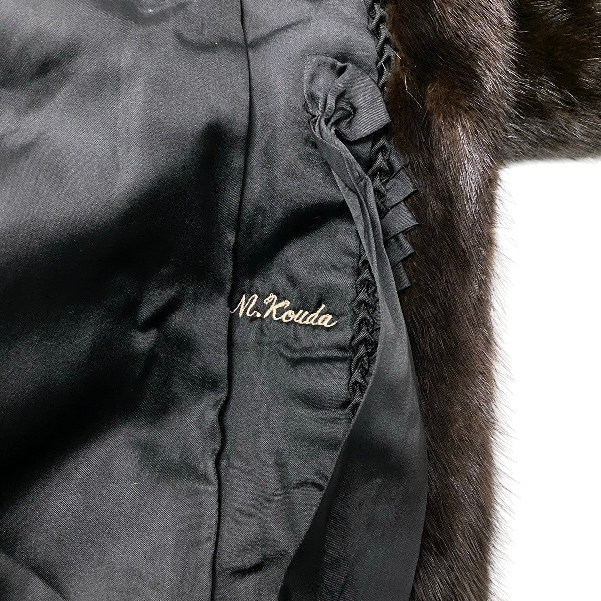 92h8 デミバフミンク ロングファーコート ハイネック サイズ13 茶系 本毛皮 Mink Fur Long Coatt18r