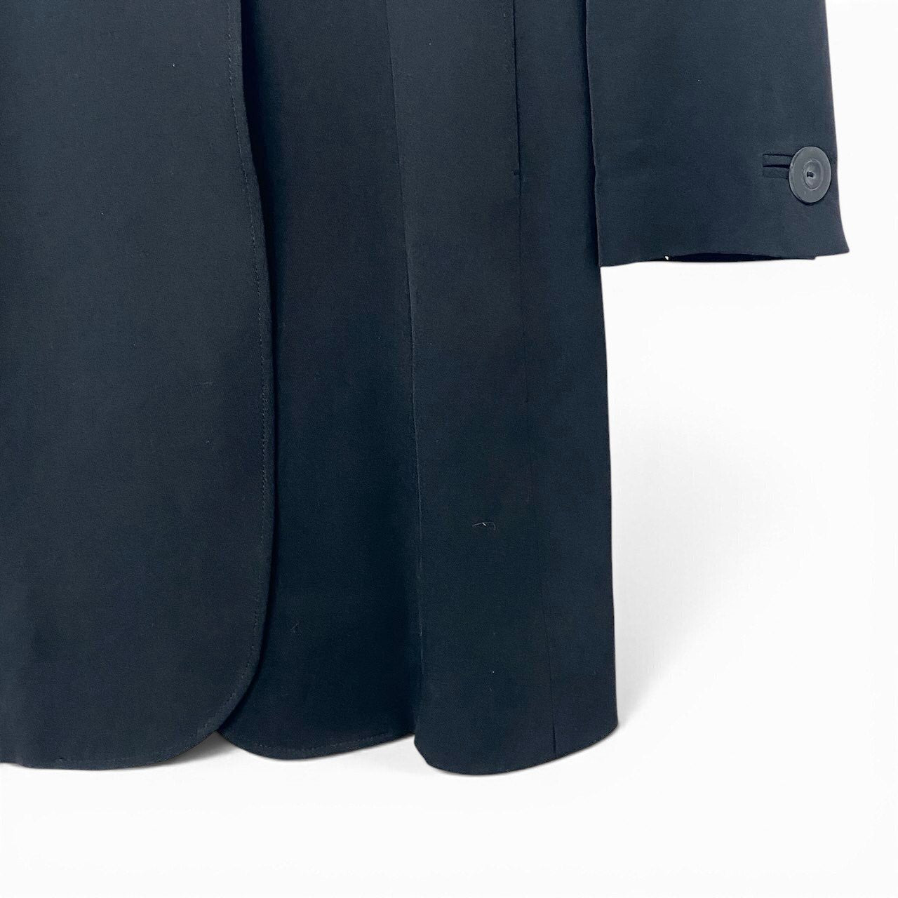 35h31 EMPORIO ARMANI エンポリオアルマーニ チェスターコート ロングコート 裏地ストライプ柄 サイズ38 ブラック レディースo07t
