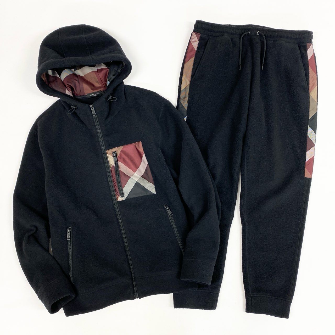 52L9 BLACK LABEL CRESTBRIDGE ブラックレーベルクレストブリッジ フリースパーカー ボトムス セットアップ 2点セット L ブラック メンズ 男性用u02t