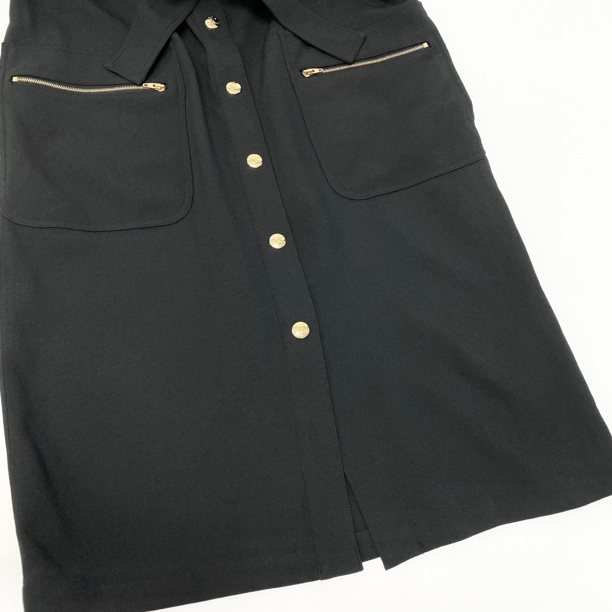 11e27 CELINE セリーヌ 23ss アーミードレス フレアスリーブワンピース 金ボタン 2R59G865C サイズ34 ブラック レディース 女性用u02t