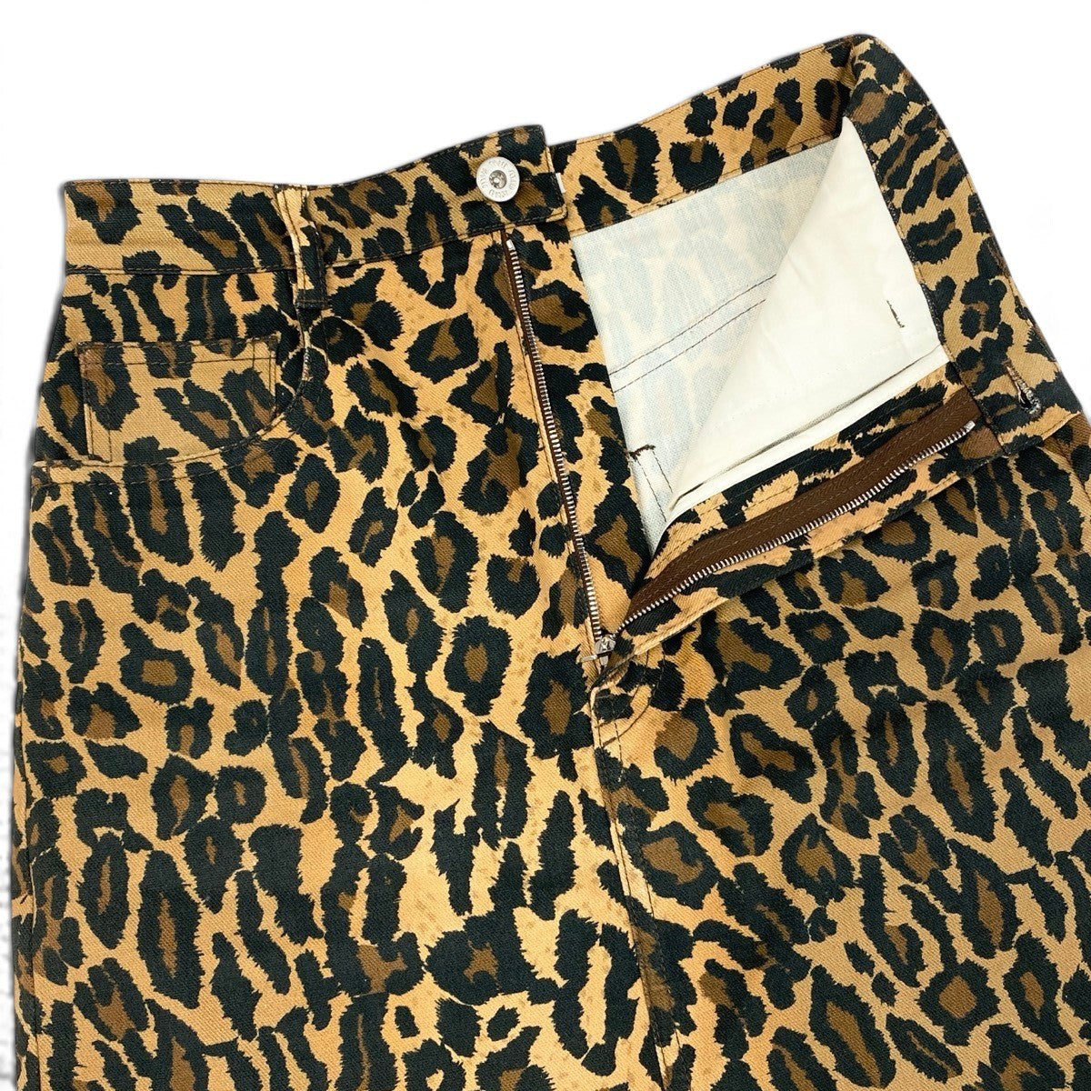 Ai3 【美品】 miu miu ミュウミュウ レオパード柄 ミニスカート キャットビジュー サイズ36 ブラウン系 レディースk02i