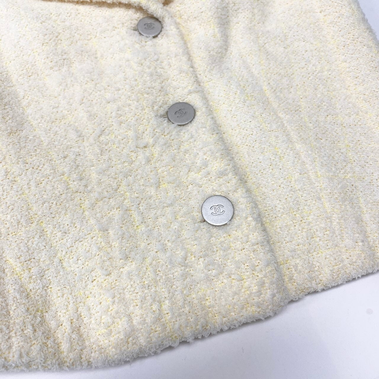 C CHANEL シャネル 2000 00I 半袖ツイードジャケット ショート丈ジャケット ココマークボタン パイル地 P15546V08710 36サイズ イエロー レディース 女性用nu1