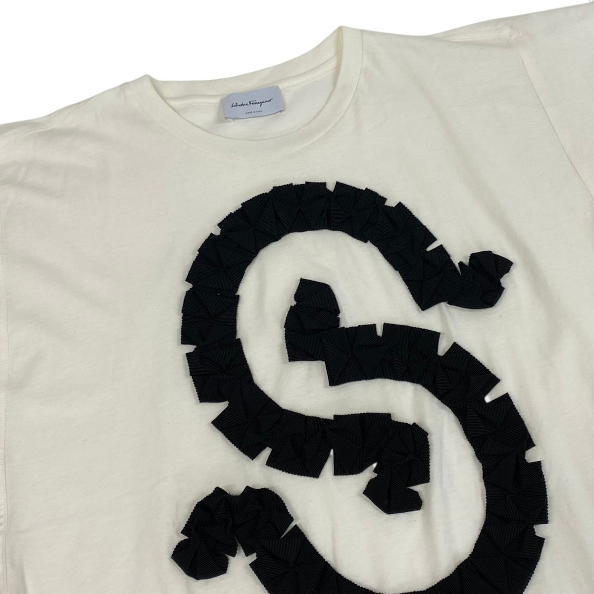 i21 Salvatore Ferragamo Tシャツカットソー フリルデザイン Mサイズ ホワイト レディース 女性用u02t