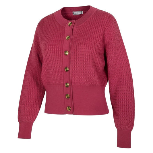 Eb19  Yves Saint Laurent イヴサンローラン 長袖ニットカーディガン トップス 金ボタン M ピンク シルク レディースu02t