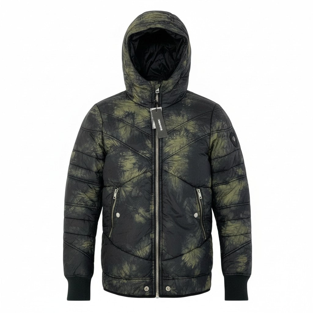 26a19 《タグ付き》 DIESEL ディーゼル W GENERIC HOOD JACKET 中綿ジャケット サイズS ブラック グリーン アウター 紳士服t18r