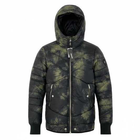 26a19 《タグ付き》 DIESEL ディーゼル W GENERIC HOOD JACKET 中綿ジャケット サイズS ブラック グリーン アウター 紳士服t18r