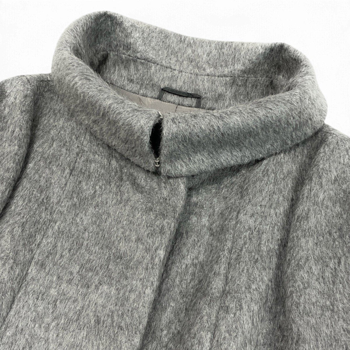 Ej15 【極美品】 Max Mara マックスマーラ 白タグ ステンカラーコート アルパカ混 シャギー サイズ38 グレー レディースu02t