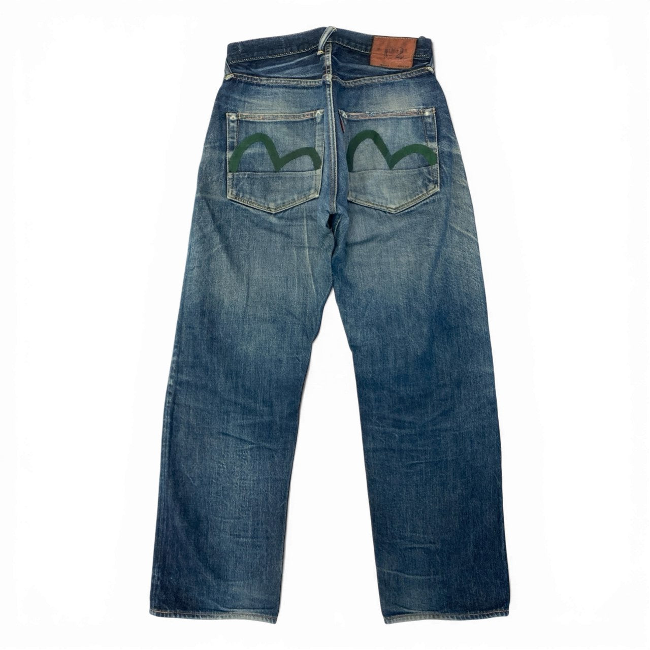 60c6 EVISU エヴィス No2 カモメ デニムパンツ サイズ30 インディゴ グリーン ジーンズ DENIM PANTSt18r