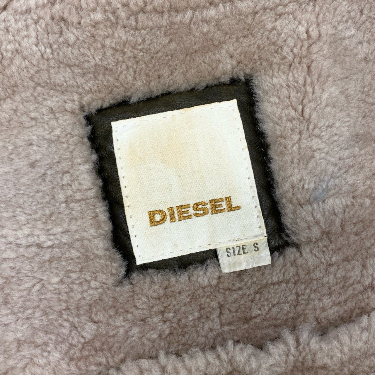 67k7 DIESEL ディーゼル ムートンジャケット ライダースジャケット ヴィンテージ加工 ラムレザー 羊革 Sサイズ イエローブラウン メンズu02t