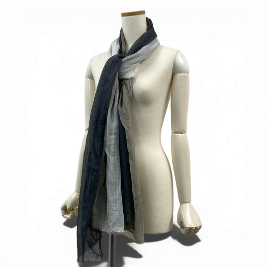 60b10 Faliero Sarti ファリエロサルティ 大判ストールマフラー グラデーションストール シルク混 グレー ホワイト ユニセックスu02t