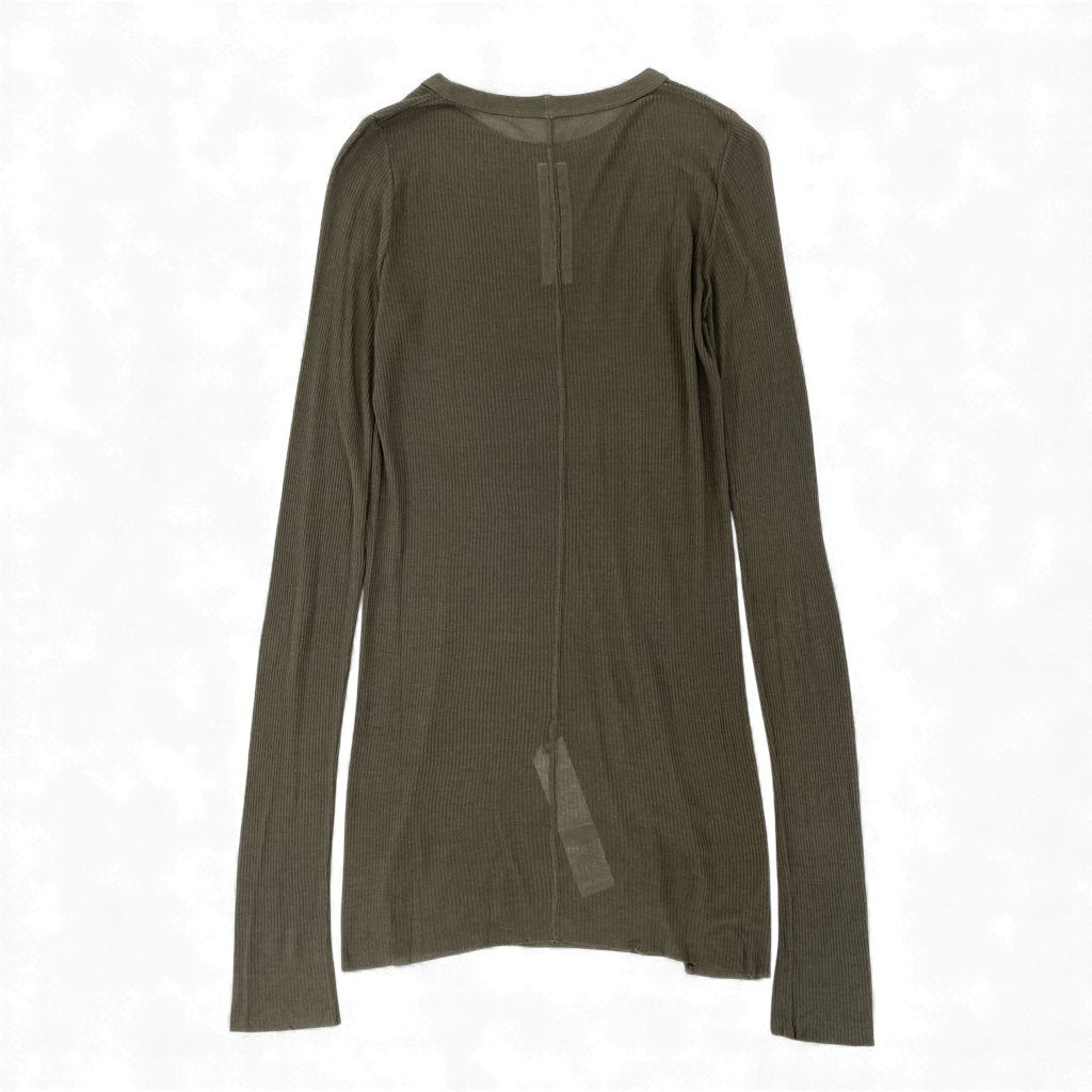 81L15 Rick Owens リックオウエンス FOGACHINE 22SS ロングカットソー RP01B4202 42 グレー リブトップ シルクブレンド Tシャツt18r