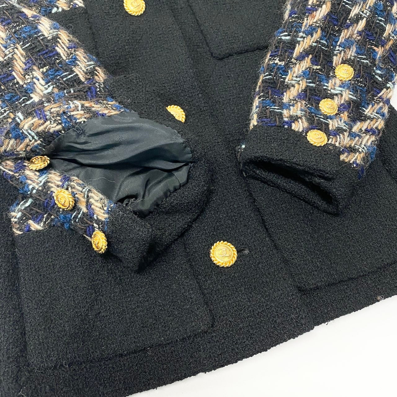 C CHANEL シャネル ヴィンテージ 90S ツイードスカートセットアップ ジャケット スカート ココマーク 金ボタン 20662 36サイズ ブラック レディース 女性用nu1