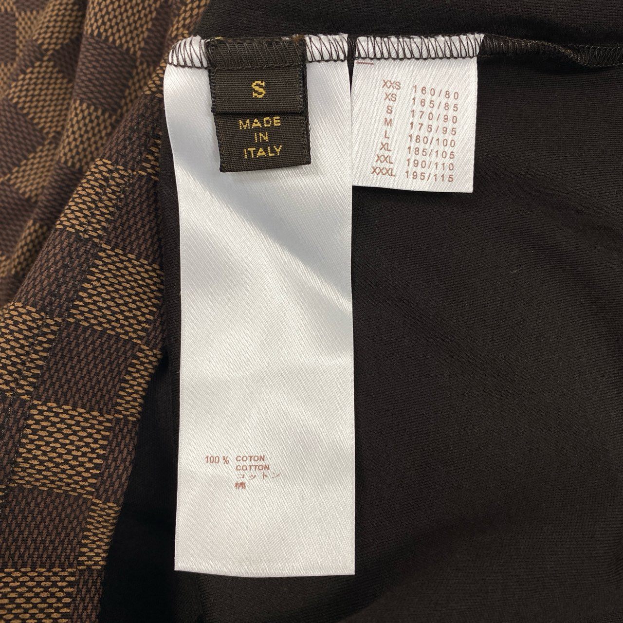 Mc16【未使用】LOUIS VUITTON ルイヴィトン ダミエ Tシャツ 半袖カットソー サイズS ブラウン メンズ トップスta1