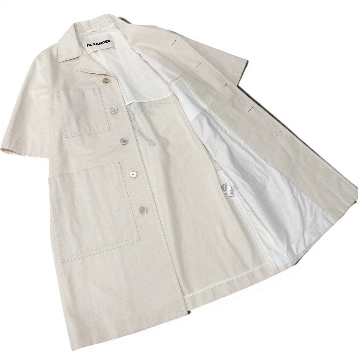 Ef25 JIL SANDER ジルサンダー 2020ss バックプリント シャツコート JSMQ430947 サイズ44 オフホワイト コットン100％ レディースo07t