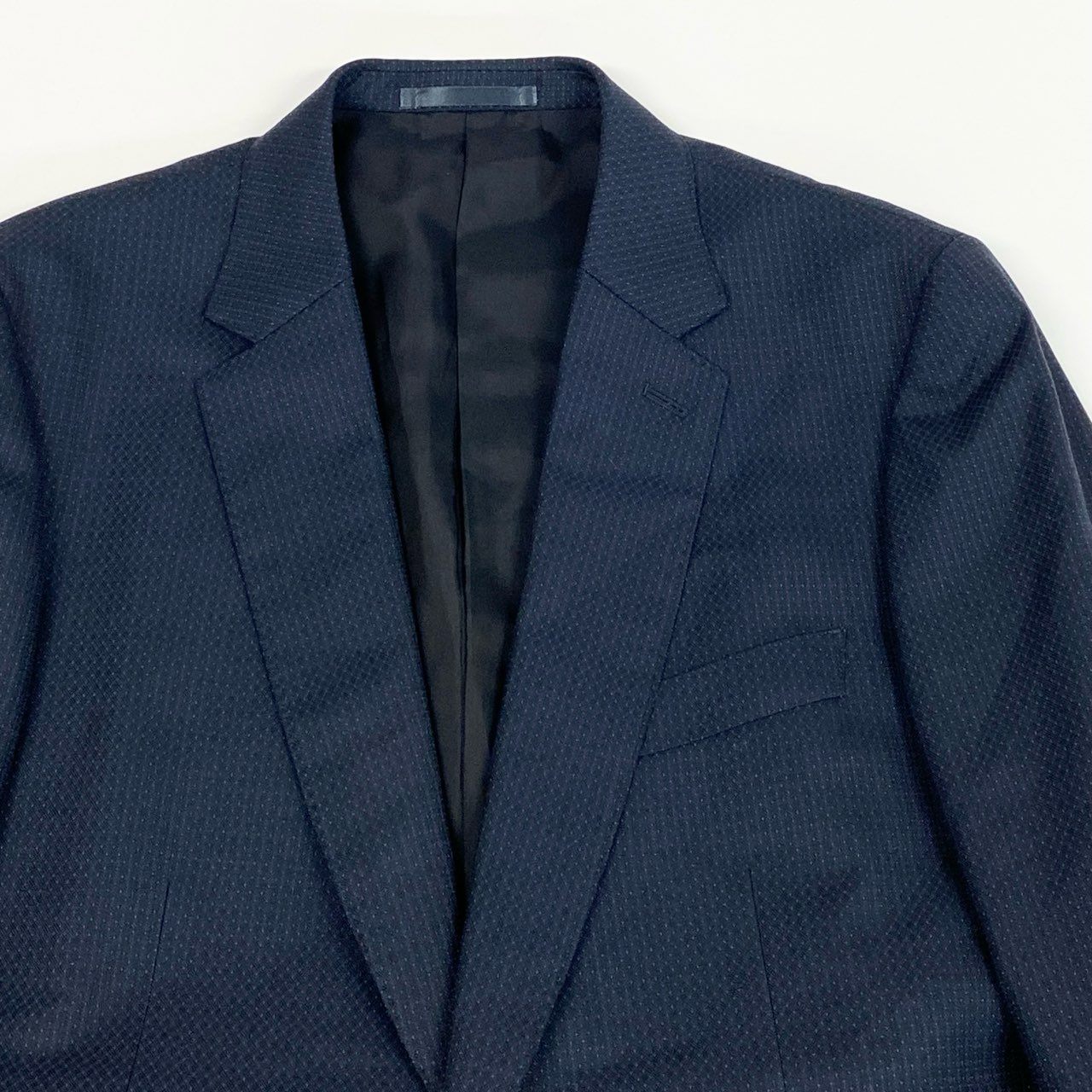 66a14【美品】 Paul Smith ポールスミス セットアップスーツ シングルスーツ 総柄 2B ウール混 日本製 メンズ 紳士服 M2 ネイビーo07t