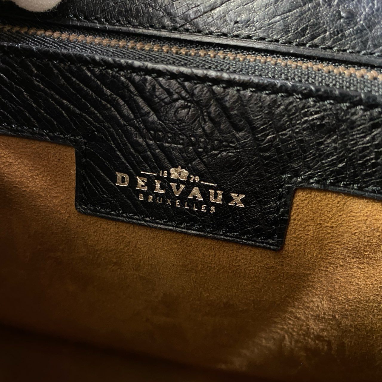 AL8 【美品】DELVAUX デルヴォー ブリヨン オーストリッチ ハンドバッグ ショルダーバッグ ブラック オーストリッチ 2way レディース 鞄k02i