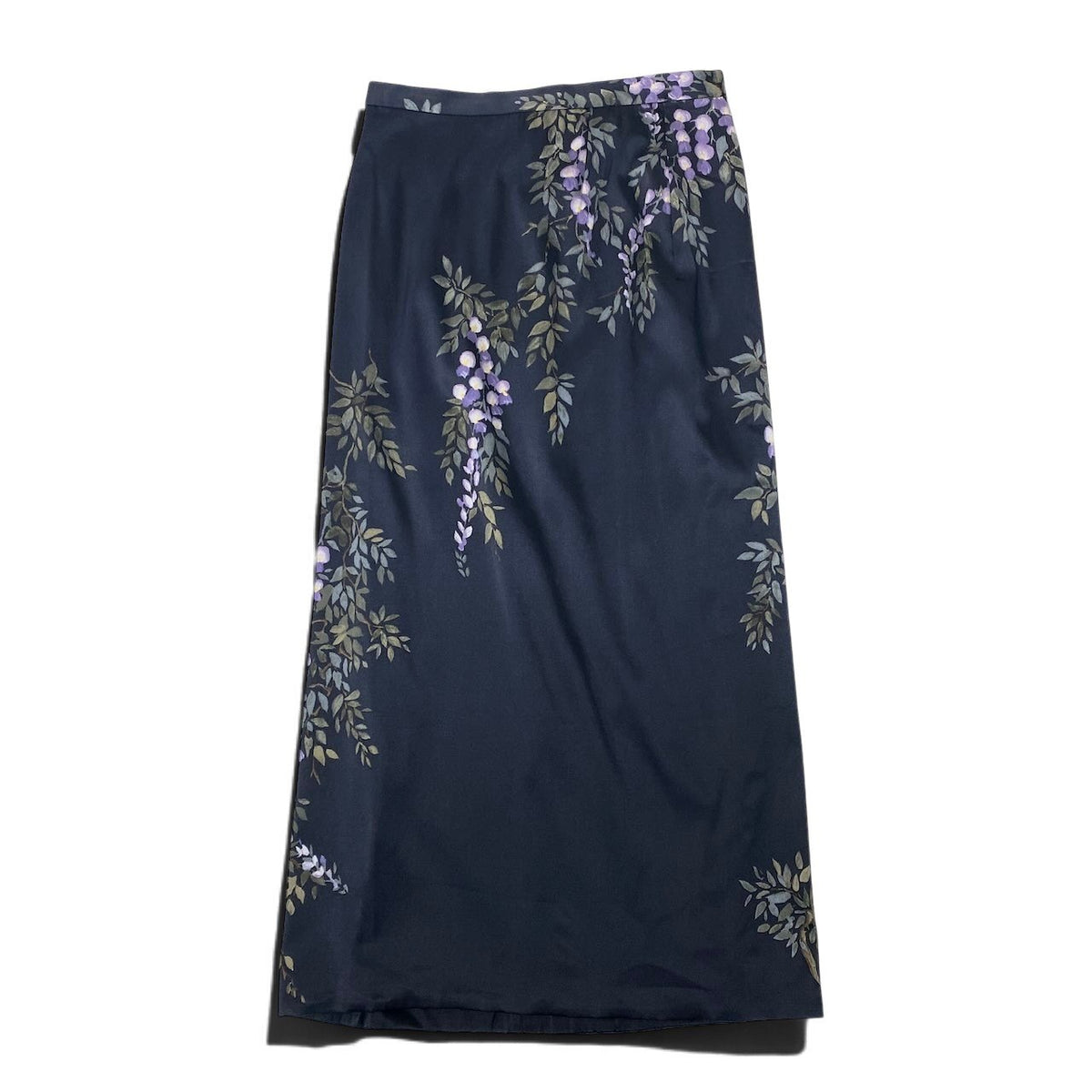 53i26 DOLCE&GABBANA ドルチェアンドガッパーナ タイトロングスカート シルクスカート 藤柄 イタリア製 40サイズ ブラック レディース 女性用u02t