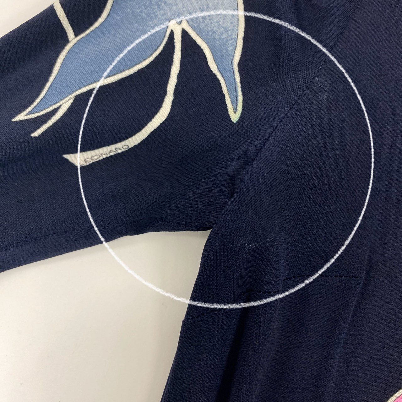 18j17 LEONARD レオナール ロングワンピース 長袖ワンピース 花柄 シルク 2サイズ ネイビー ピンク レディースu02t