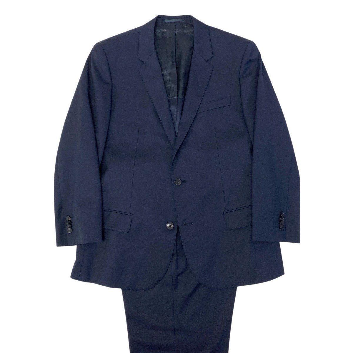84f18 HUGO BOSS ヒューゴボス 3ピース スーツ GUABELLO Super120 サイズ52/54 ネイビー フォーマル ビジネス セットアップt18r