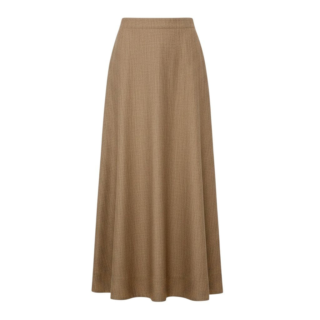 2h16 【美品】 Drawer ドゥロワー 21SS シャークスキンフレアスカート ロングスカート リネン混 6524-299-1545 サイズ40 ベージュ レディースu02t