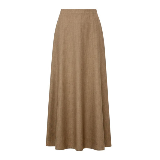 2h16 【美品】 Drawer ドゥロワー 21SS シャークスキンフレアスカート ロングスカート リネン混 6524-299-1545 サイズ40 ベージュ レディースu02t