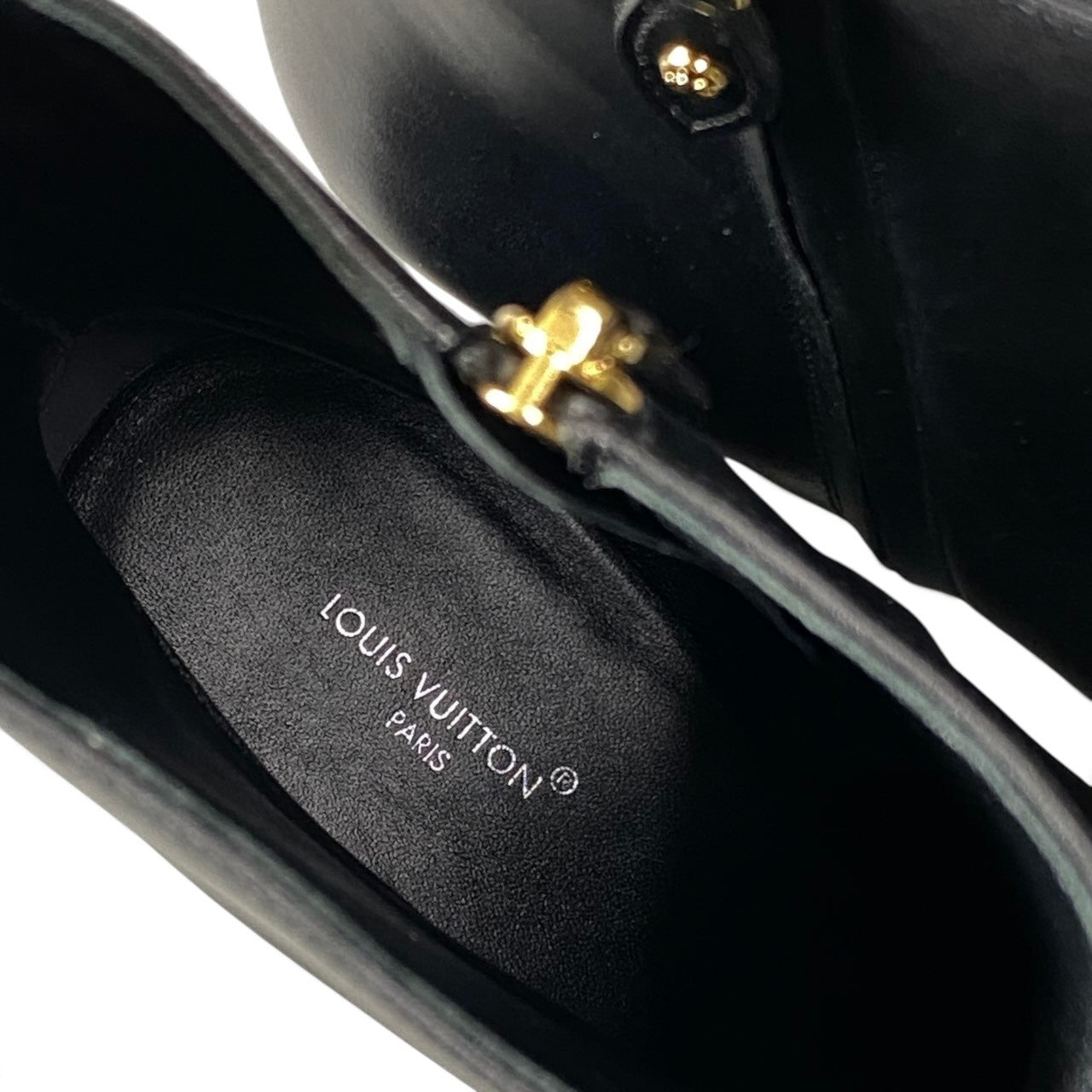 h12【極美品】LOUIS VUITTON ドナ・ライン アンクルブーツ 40サイズ ブラック レザー レディース 女性用k02i