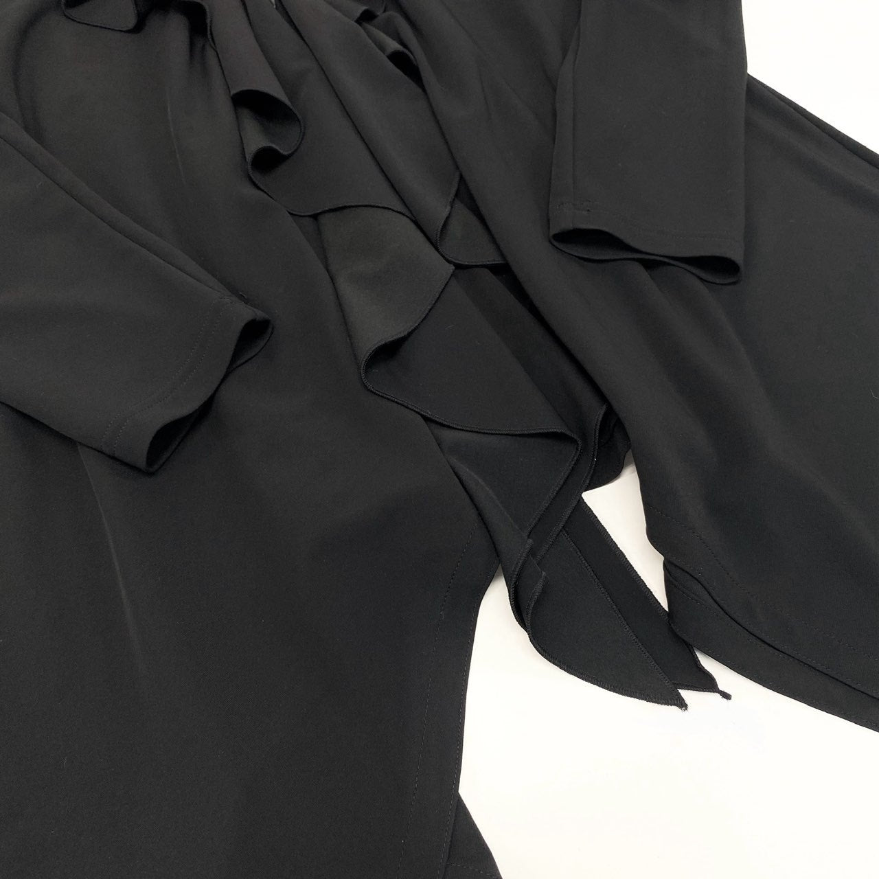 52k23《美品》 TOKUKO 1er VOL トクコプルミエヴォル フリルカーディガン ロングカーディガン 薄手 羽織 ストレッチ○ レディース 女性用  9 ブラックu02t