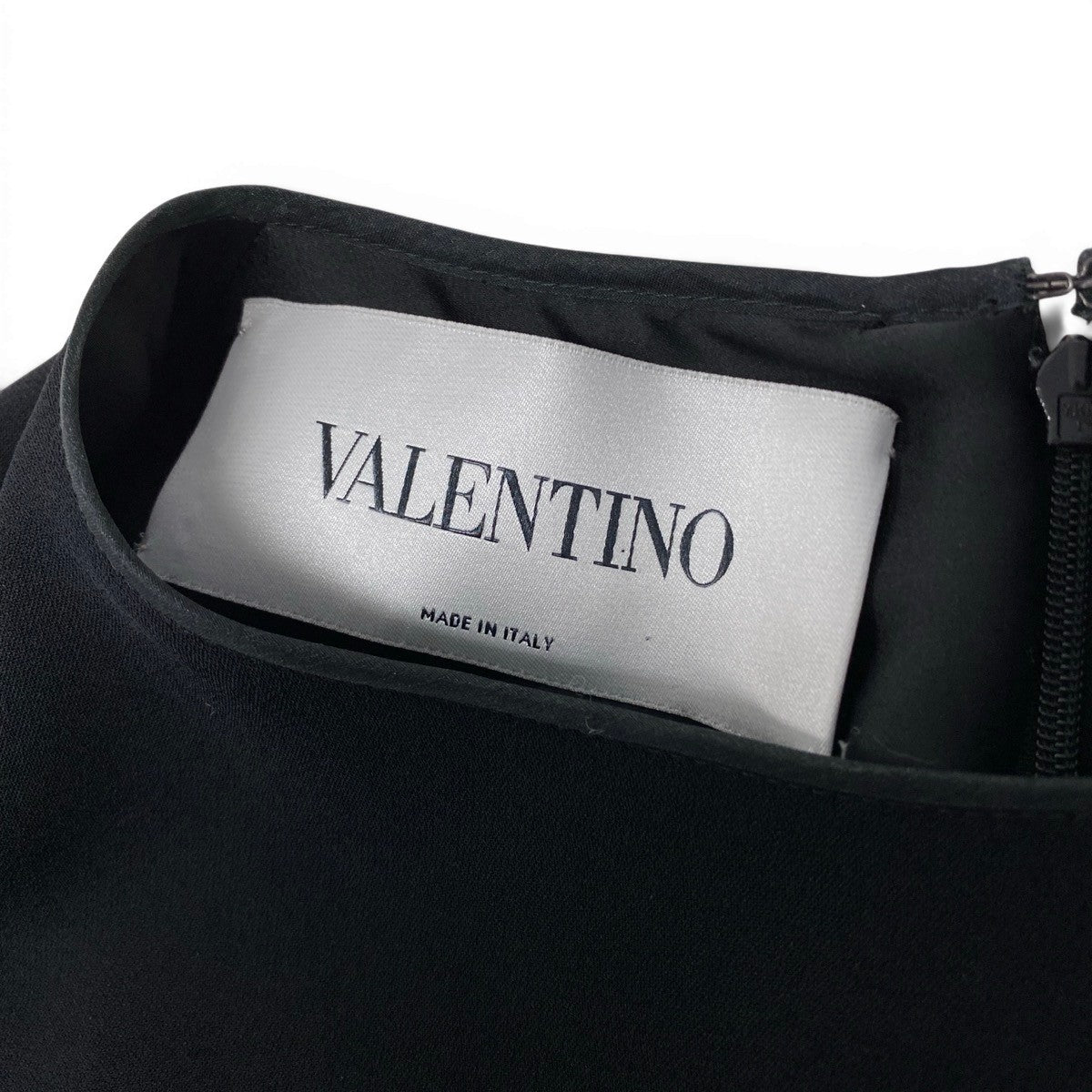 Eg9 VALENTINO シフォンロングワンピース ウエストリボン イタリア製 10サイズ ブラック レディース 女性用ta2