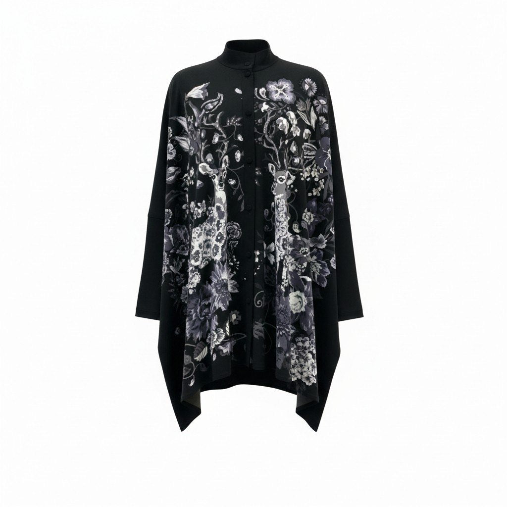 3k19 TOKUKO 1er VOL トクコプルミエヴォル チュニックワンピース シャツワンピース トップス アニマルプリント Aライン 9 ブラック レディースu02t