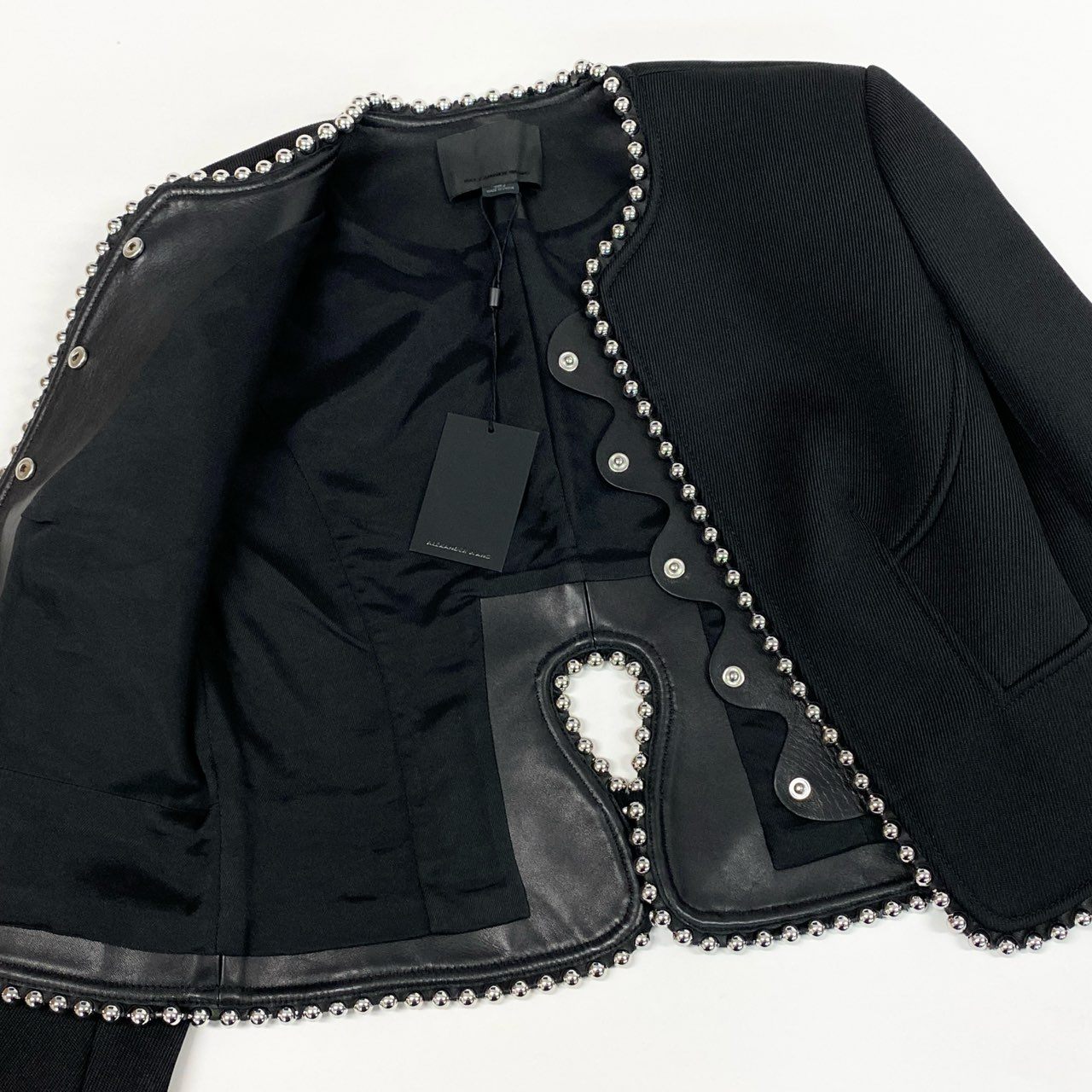 Ab9 《タグ付》 ALEXANDER WANG アレキサンダーワン ボールチェーン デザインジャケット クロップドジャケット 4 ブラック レディースk02i