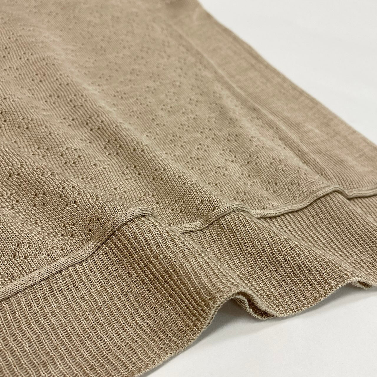 Ec27 LOUIS VUITTON  ルイヴィトン シルク半袖ニット スカーフボウタイ ニットセーター トップス イタリア製 XSサイズ ベージュ シルク100％ レディース 女性用u02t