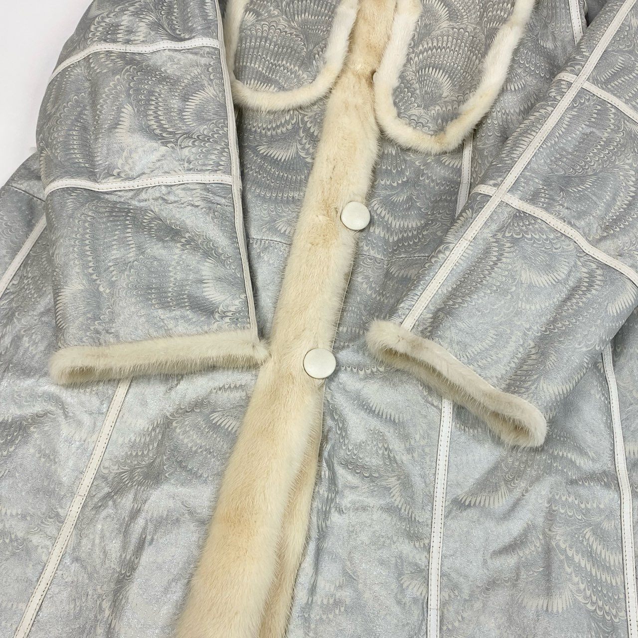 20k2《希少》 ショール付き パールミンク ロングコート 98cm ホワイト 最高級本毛皮 ノーカラー 裾広がり PEARL MINK FURt18r