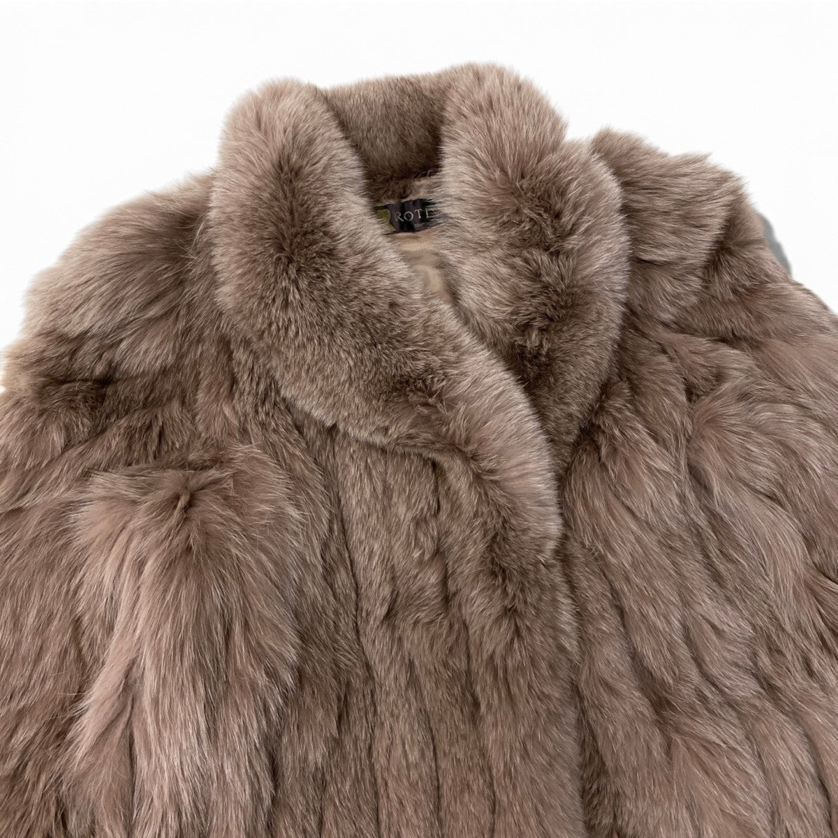 61i16 ROTINY 染め フォックスファー コート サイズ9 モカベージュ 本毛皮 Fox Fur Coatt18r