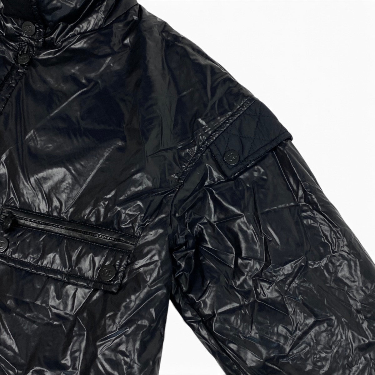 i22 CHANEL シャネル マトラッセ ナイロンジャケット Matelasse Nylon Jacket P44636 Size36 ブラックt18r