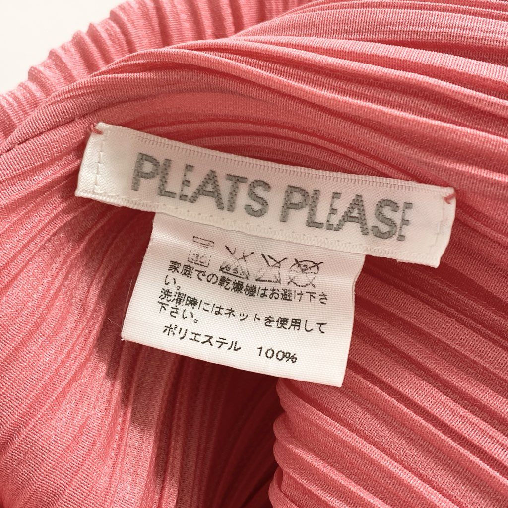 54d10 《美品》 PLEATS PLEASE ISSEY MIYAKE プリーツプリーズ イッセイミヤケ 日本製 PP51-JK124 ハイネック 長袖プリーツカットソー ロングスリーブ トップス 3 ピンク MADE IN JAPAN