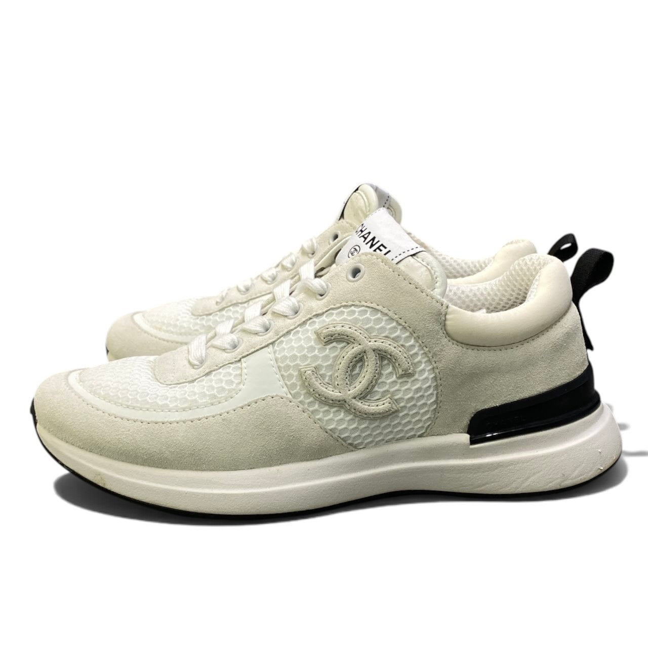 h29《美品》 CHANEL シャネル 22SS CCロゴ テニス スニーカー CC Logo Tennis Sneakers G38800 size 36 ホワイト 箱有t18r