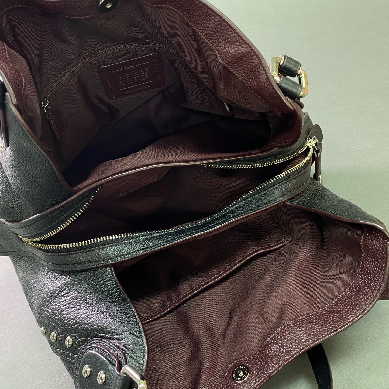 Gb12 COACH コーチ ウエスタンリベット イーディー トートバッグ 57660 ブラック レザー スタッズ ショルダーバッグ 鞄