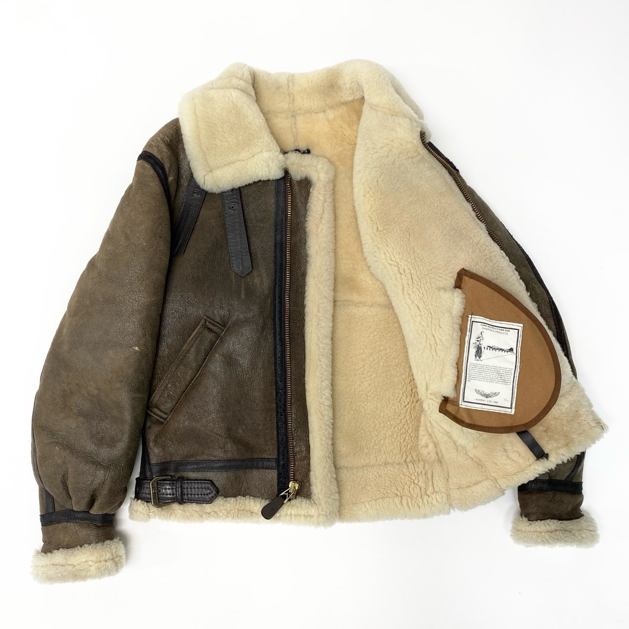 52c14 AVIREX アヴィレックス B-3 フライトジャケット ムートン 33H5595 32 ブラウン Flight Jacket アメカジt18r