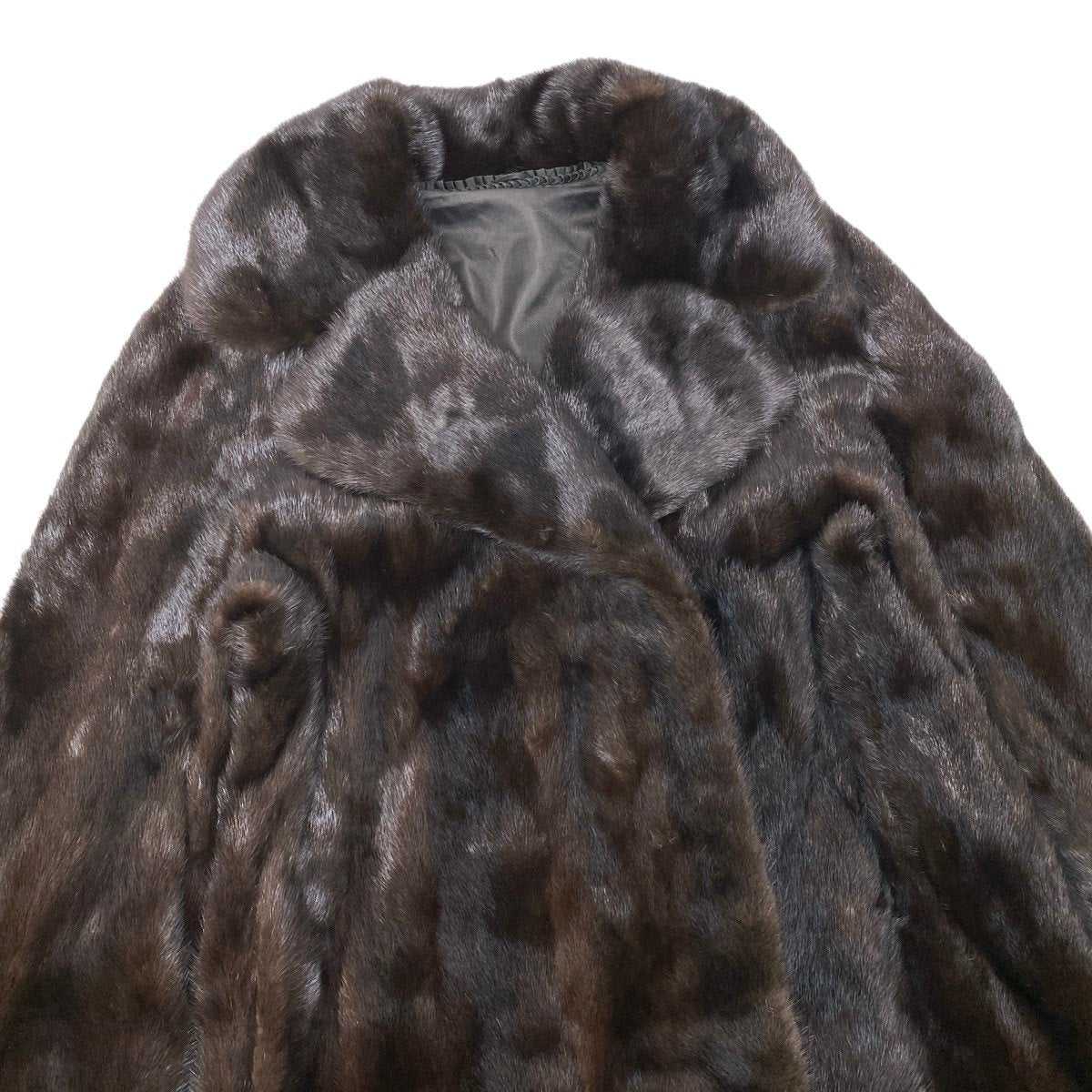 93h9 マホガニーミンク 超ロング ファーコート 丈115cm サイズ 茶系 本毛皮 Mink Fur Long Coat 毛質◎t18r