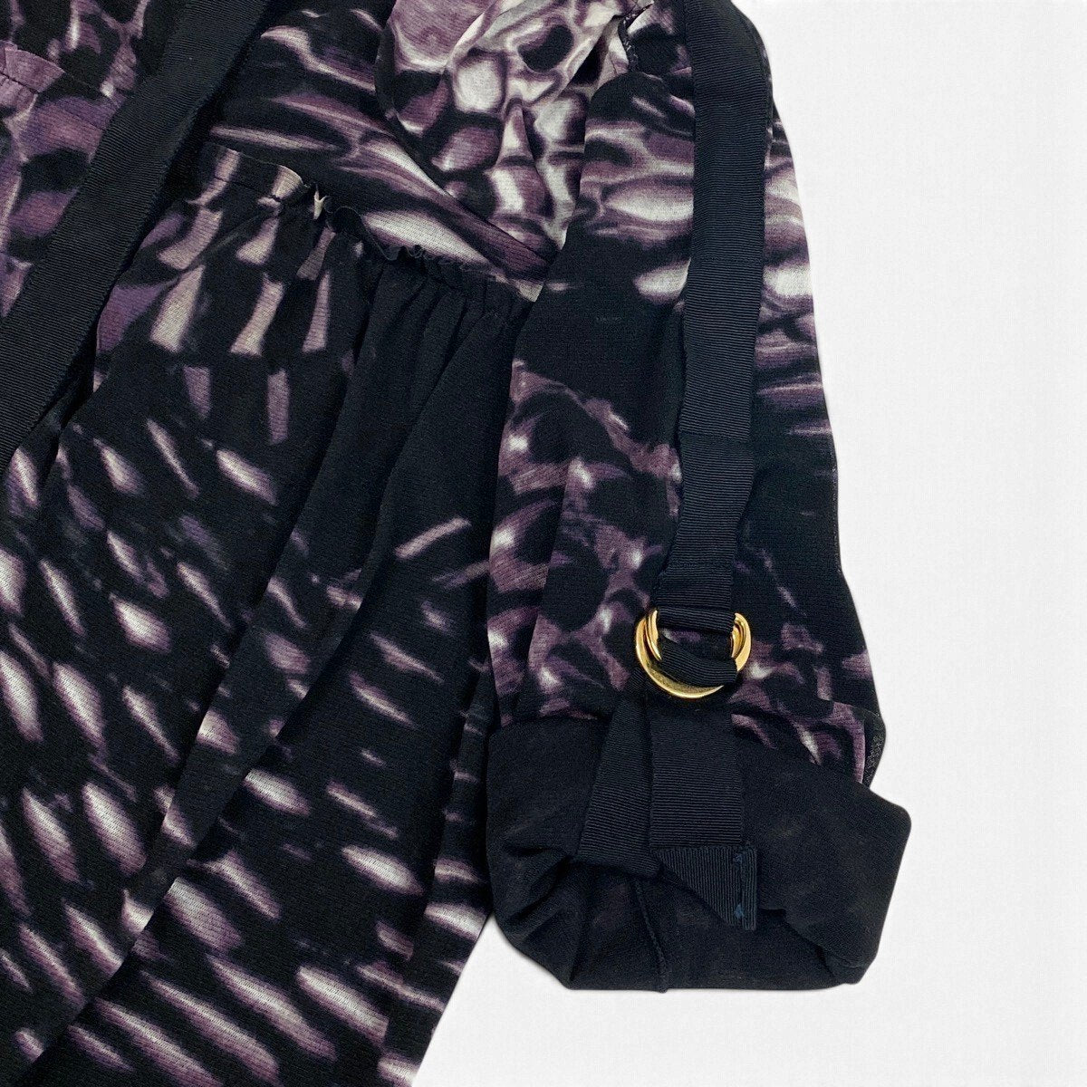 Aj1 VIVIENNE TAM ヴィヴィアンタム シャツワンピース 総柄 サイズP パープル ブラック レディースu02t