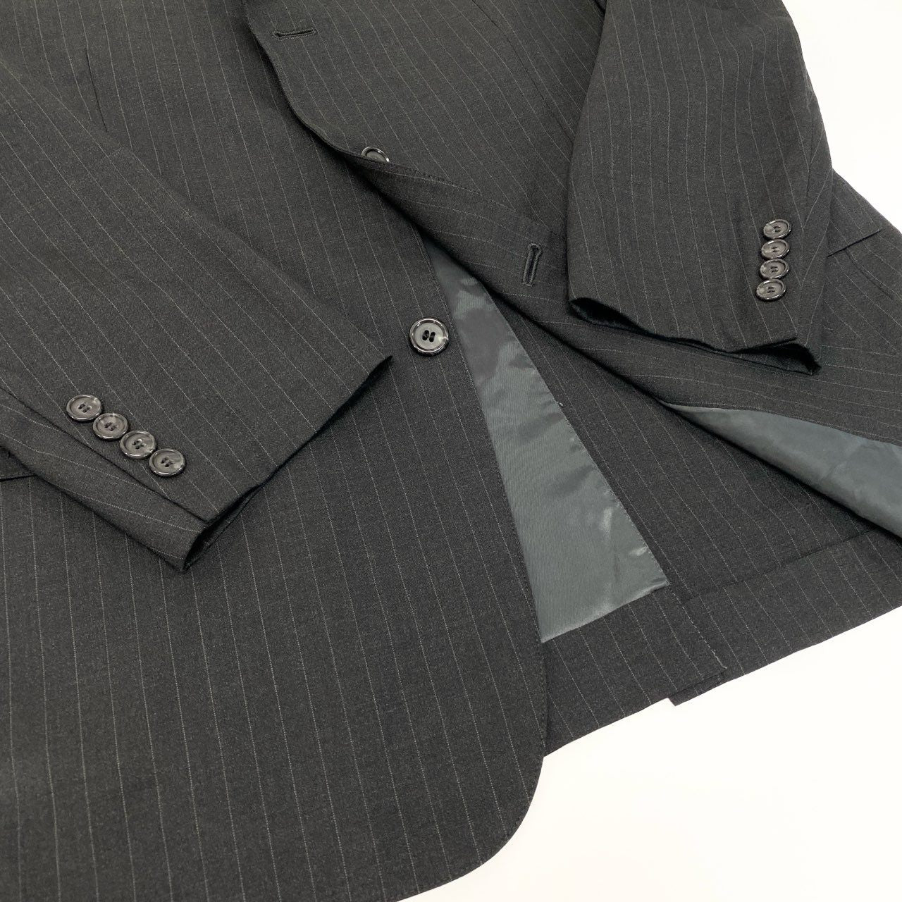 3k28 Brooks Brothers ブルックスブラザーズ セットアップスーツ シングル 3B ストライプ柄 背抜き ウール混 メンズ 紳士服 ビジネス 40REG ブラックu02t