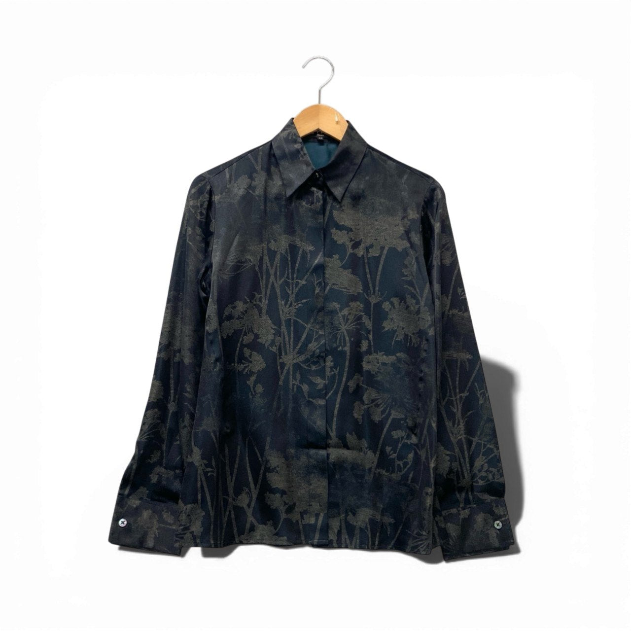 14c3 ETRO エトロ ロングスリーブシャツ フラワープリント 花柄 シルクブレンド レディース 女性服 イタリア製 42 ブラックu02t