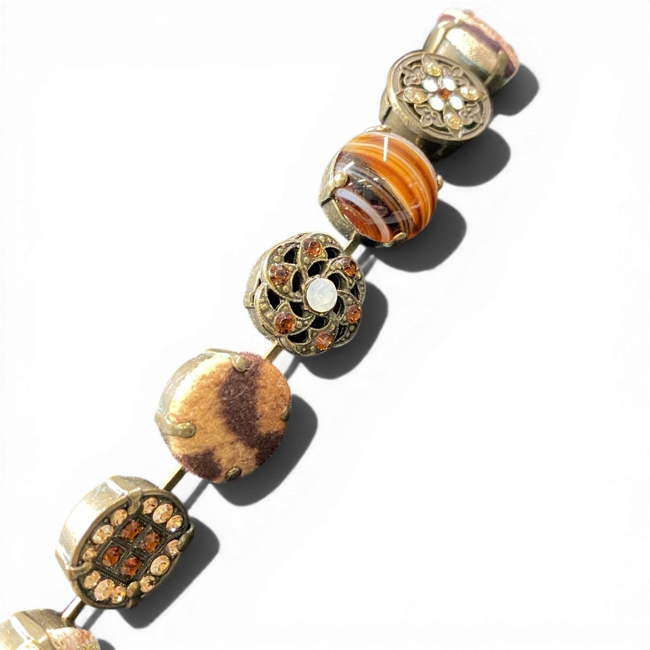 d20 Mariana マリアナ ハンドメイド ヴィンテージゴールド デザインネックレス 茶系 クリスタル ジュエリー アクセサリーt18r