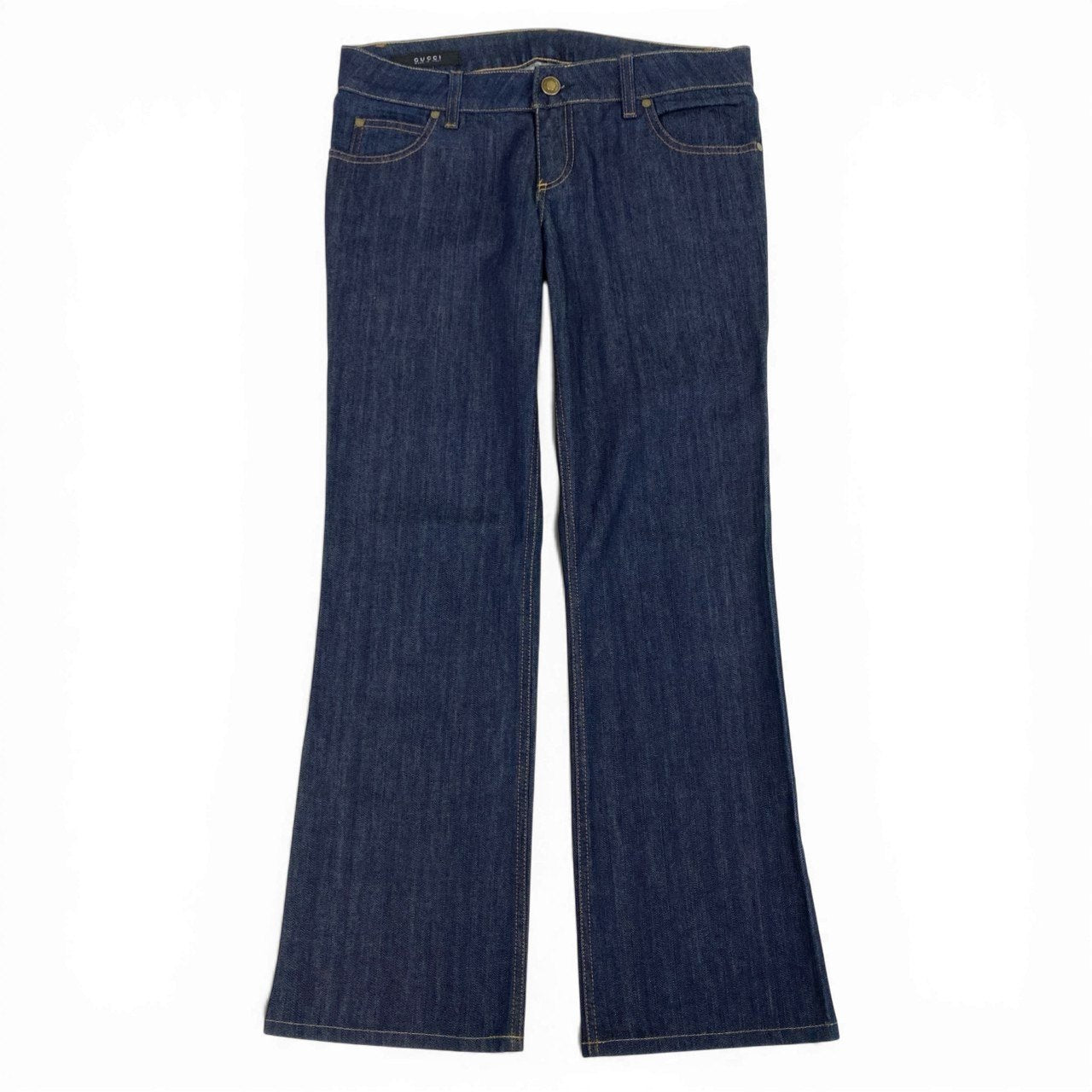 Ib19 GUCCI グッチ シェリーライン ポケットロゴ入り デニムパンツ ジーンズ サイズ42 インディゴ レディース ボトムta1