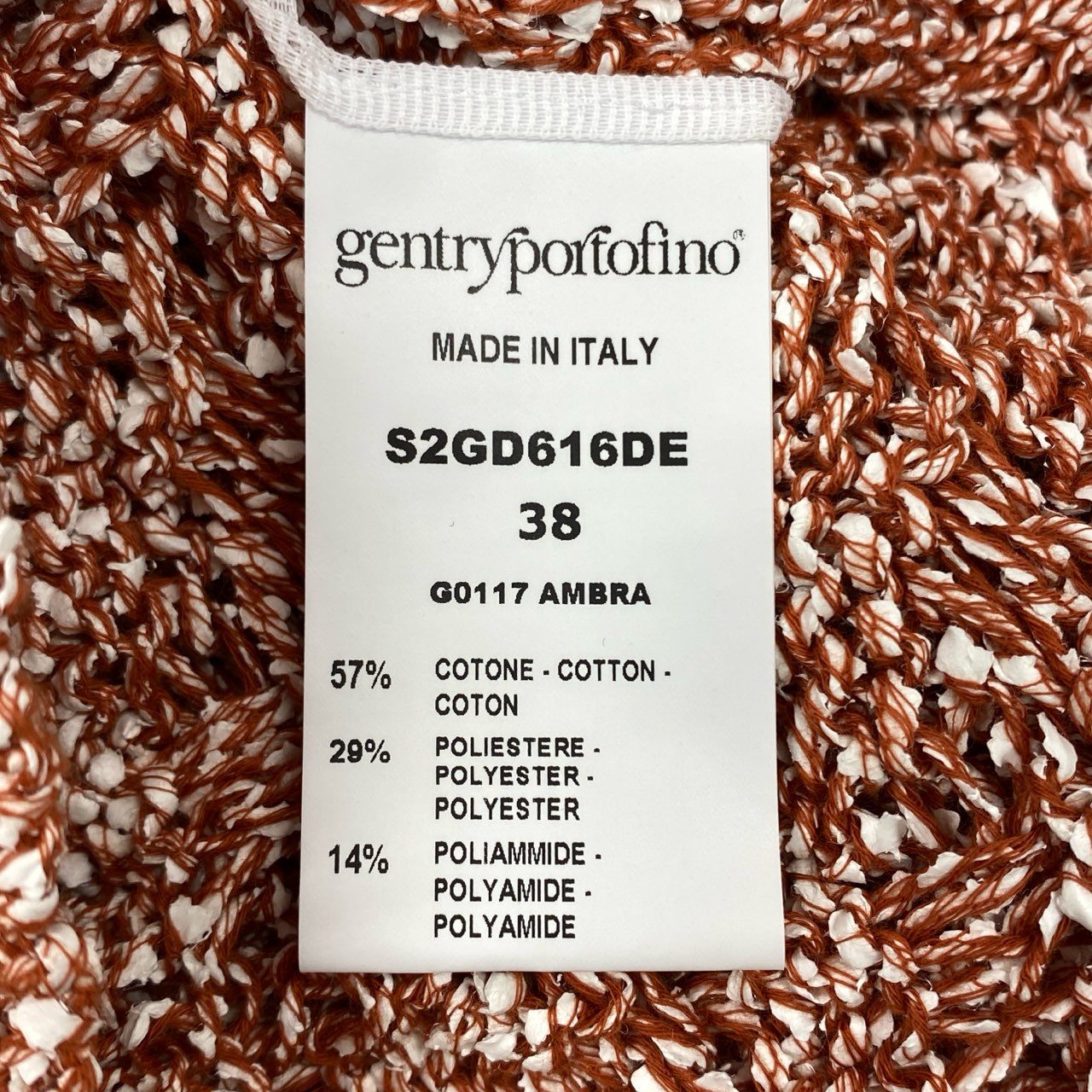 1j27《未使用保管品》 gentry portofino ジェントリーポルトフィーノ ニットセーター  ローゲージニット トップス S2GD616DE 38サイズ オレンジ ホワイト レディースu02t