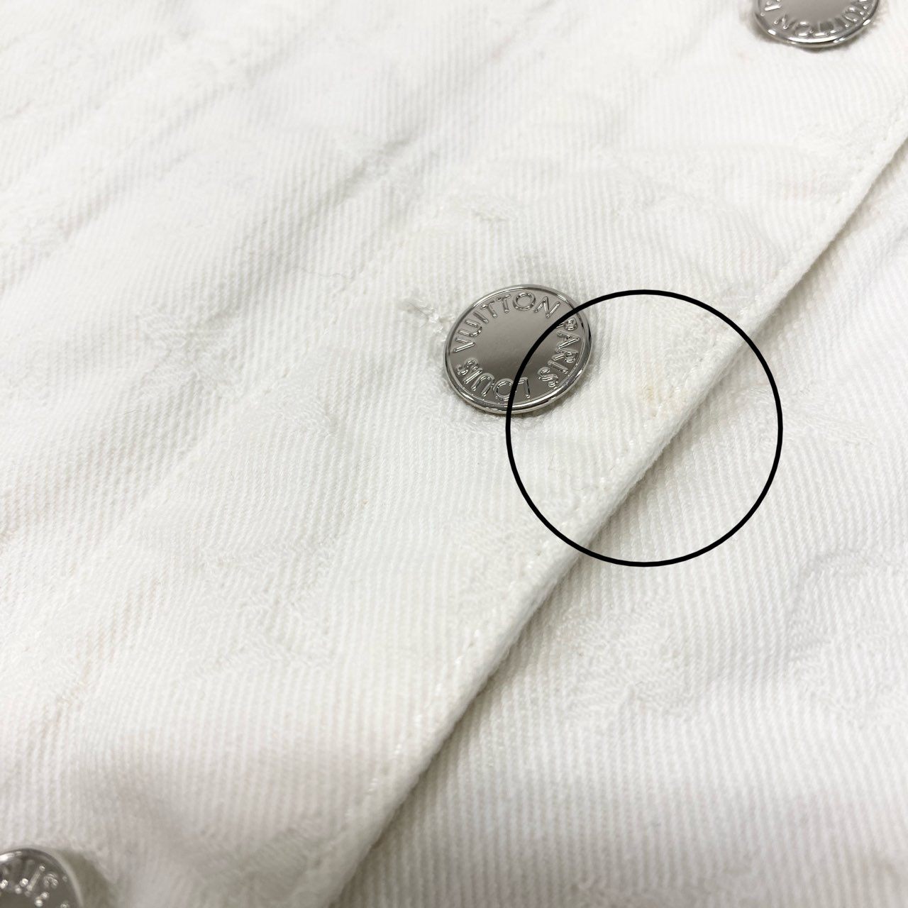 11k28 LOUIS VUITTON ルイヴィトン 半袖デニムジャケット モノグラム ジャガード 38 ホワイト コットン レディース イタリア製u02t