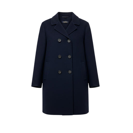 14g5 'S Max Ｍara エスマックスマーラ クチートアマーノ ダブルブレスト ウールコート サイズ36 ネイビー  レディース 女性用u02t